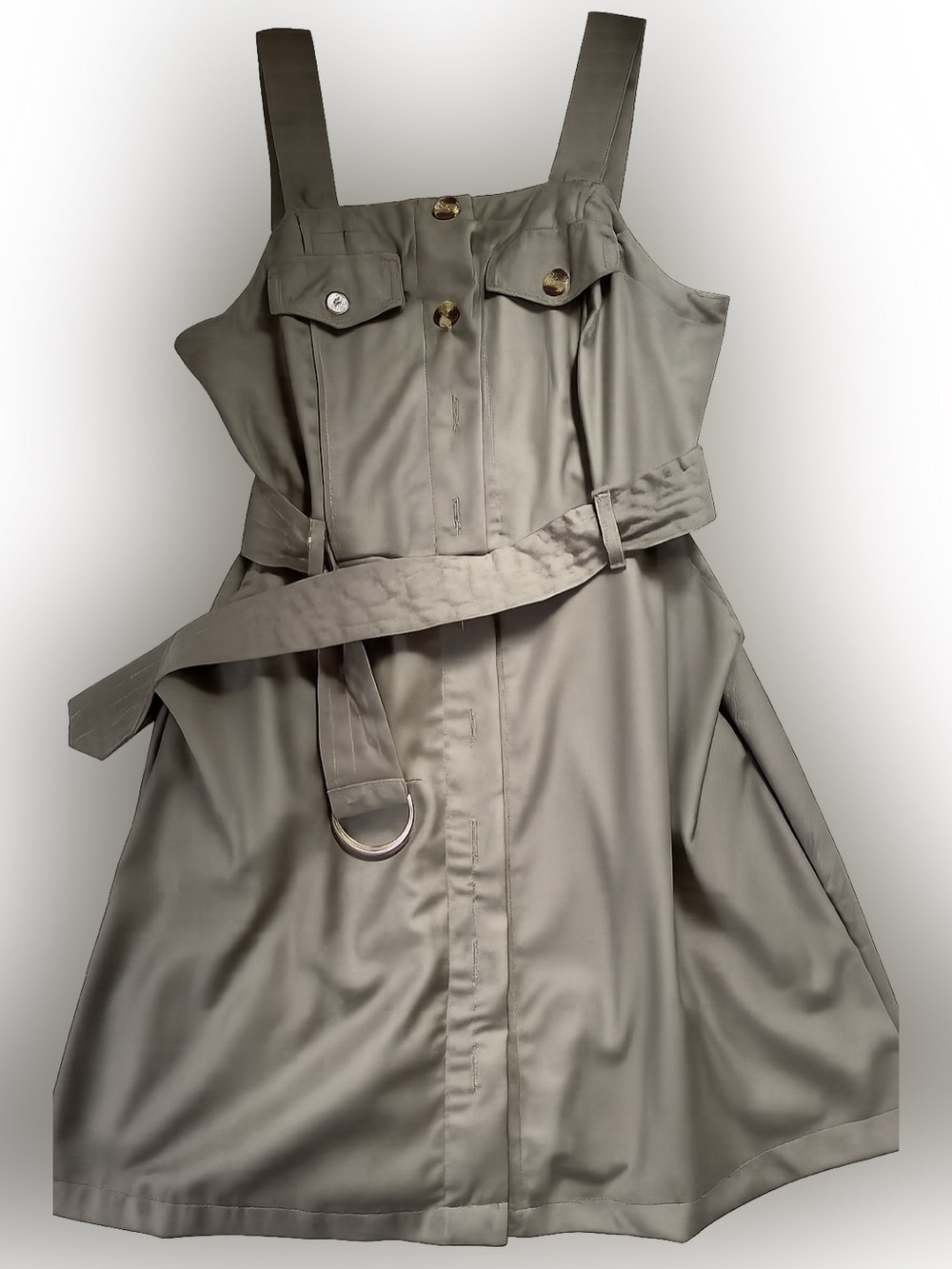 Justify Olive Green Sleeveless Utility Dress with Belt